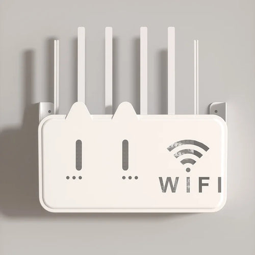 Wall Mount Cable Organizer - Adhesive Shelf for WiFi Router & Modem, No-Drill Multi-Device Holder with Cord Management